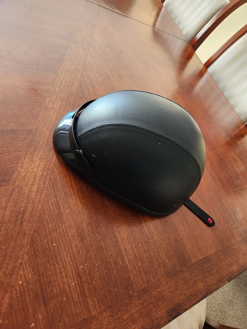 Matte Black Leather Equestrian Riding Helmet Size Large Men Model T-70